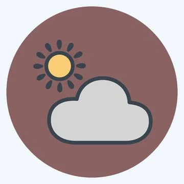 Icon Cloudy Weather. suitable for Spring symbol. color mate style. simple des Stock Illustration