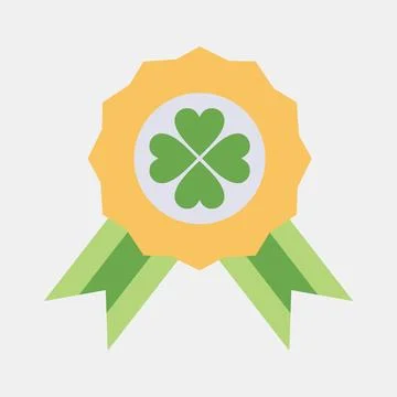 Icon clover badge. St. Patrick's Day celebration elements. Icons in flat st.. Stock Illustration