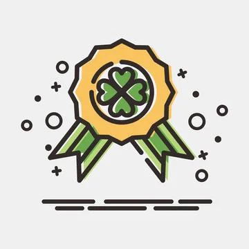 Icon clover badge. St. Patrick's Day celebration elements. Icons in MBE sty.. イラスト素材