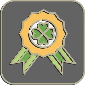 Icon clover badge. St. Patrick's Day celebration elements. Icons in embosse.. Illustrazione stock