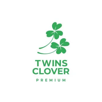 Icon Clover leaf Green Logo Vector minimalist for studio Stock Illustration