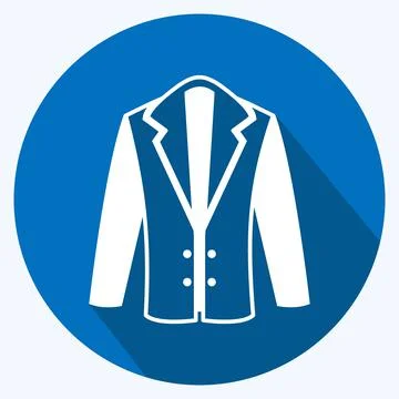 Icon Coat. suitable for men accessories symbol. long shadow style. simple des Stock Illustration