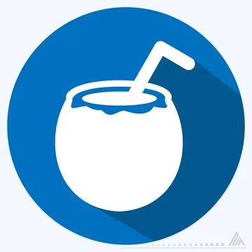 Icon Coconut - Long Shadow Style Stock Illustration