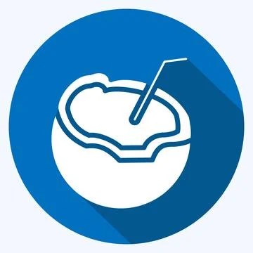 Icon Coconut. suitable for Nuts symbol. long shadow style. simple design edit Stock Illustration