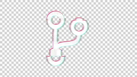 Icon code branch is distorted. Glitch. Noise, chromatic aberration, geometric Stock Illustration