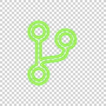 Icon code branch from the flow of energy of green color. Shimmering neon イラスト素材