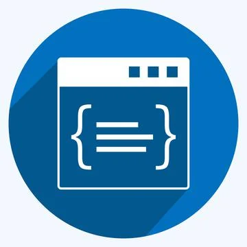 Icon Code. suitable for Programming symbol. long shadow style. simple design  스톡 일러스트