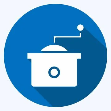 Icon Coffee Grinder. suitable for Drink symbol. long shadow style. simple des Stock Illustration