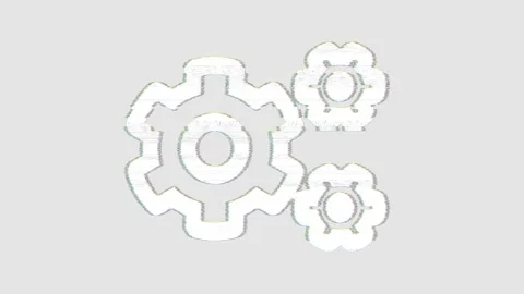 Icon cogs is distorted. Glitch. Noise, chromatic aberration, geometric Stock Footage 302621372
