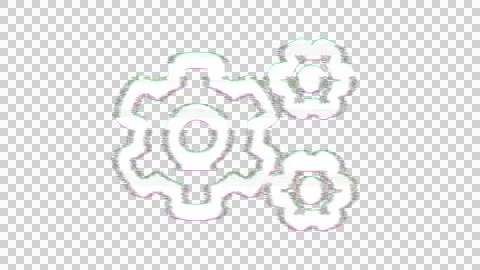 Icon cogs is distorted. Glitch. Noise, chromatic aberration, geometric Stock Illustration