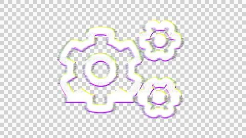 Icon cogs is distorted. Glitch. Noise, chromatic aberration, geometric Stock Illustration