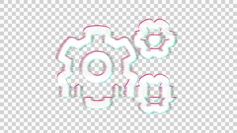 Icon cogs is distorted. Glitch. Noise, chromatic aberration, geometric Stock Illustration