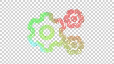 Icon cogs is made up of LED square shapes. There are bright diodes and there are Stock Illustration