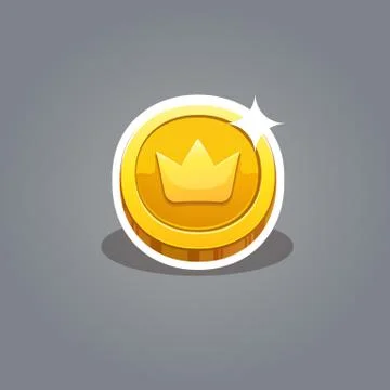 Icon coin for the game interface. Receiving the cartoon treasure. Vector Stock Illustration