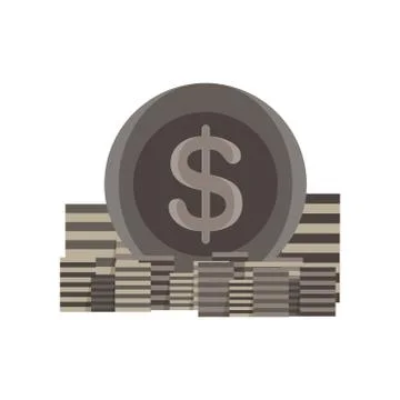 Icon coin stack vector money gold bank sign finance currency business illustr Stock Illustration