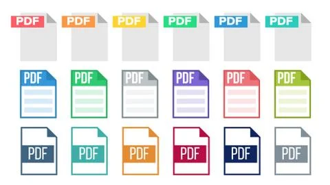Icon Collection Of Pdf Document File Set Vector 스톡 일러스트