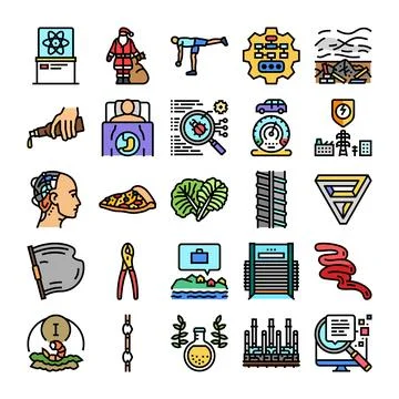 Icon collection representing various modern concepts and themes イラスト素材