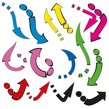 Icon with colored arrows on white background. Vector arrow icon. Collection w Stock Illustration