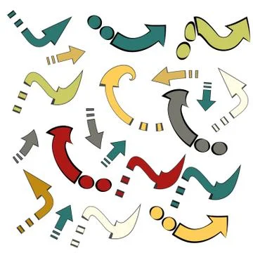 Icon with colored arrows on white background. Vector arrow icon. Collection w Stock Illustration