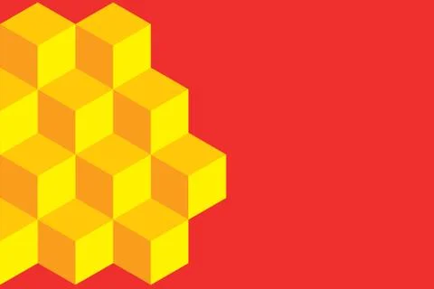 Icon colored isometric cubes half plain background. Abstract futuristic Comic Illustrazione stock