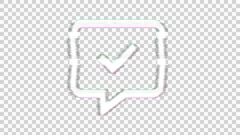 Icon comment check is distorted. Glitch. Noise, chromatic aberration, geometric Illustrazione stock