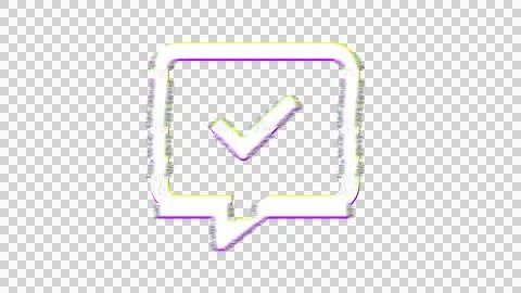 Icon comment check is distorted. Glitch. Noise, chromatic aberration, geometric Stock Illustration