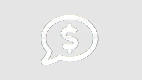 Icon comment dollar is distorted. Glitch. Noise, chromatic aberration, geometric Stock Footage 302621036