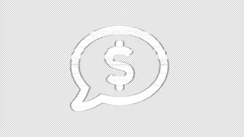 Icon comment dollar is distorted. Glitch. Noise, chromatic aberration, geometric Stock Footage 302621718