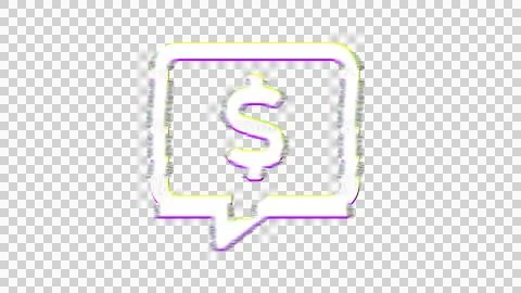 Icon comment dollar is distorted. Glitch. Noise, chromatic aberration, geometric Stock Illustration