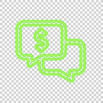 Icon comments dollar from the flow of energy of green color. Shimmering neon Stock Illustration