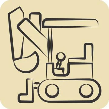 Icon Compact Excavator. related to Construction Vehicles symbol. hand drawn.. Stock Illustration