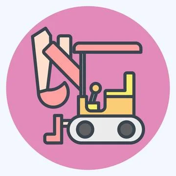 Icon Compact Excavator. related to Construction Vehicles symbol. color mate.. Stock Illustration