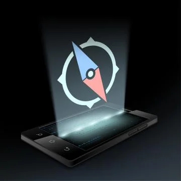 Icon compass. Hologram. 스톡 일러스트