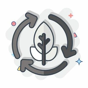 Icon Compostable. related to Plastic Pollution symbol. comic style. simple .. Stock Illustration