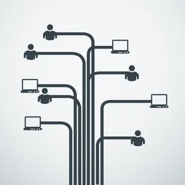 Icon, computer and connectivity with lines for network, communication or digital Stock Illustration