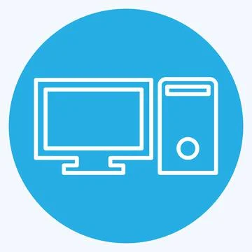 Icon Computer - Blue Eyes Style,Simple illustration,Editable stroke Stock-Illustration