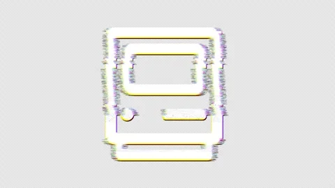 Icon computer classic is distorted. Glitch. Noise, chromatic aberration, Stock Footage 305980418