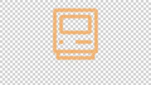Icon computer classic is made of yellow grains of sand. Some grains of sand fall Stock Illustration