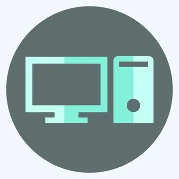 Icon Computer - Color Mate Style,Simple illustration,Editable stroke Stock Illustration