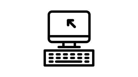 Icon of a computer with a keyboard and mouse, representing a typical deskto.. 스톡 동영상 334998325