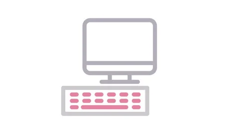 Icon of a computer with a keyboard and mouse, representing a typical deskto.. 스톡 동영상 334998460