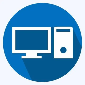 Icon Computer - Long Shadow Style,Simple illustration,Editable stroke Stock-Illustration