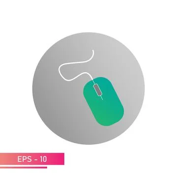 The icon, the computer mouse is green on a gray circle. On a white background Stockillustratie