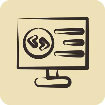 Icon Computer Programming. suitable for education symbol. hand drawn style... Stock Illustration