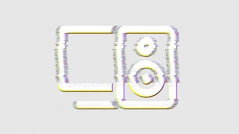 Icon computer speaker is distorted. Glitch. Noise, chromatic aberration, Stock Footage 305980431