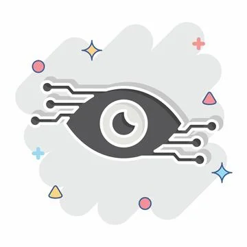 Icon Computer Vision. related to Artificial Intelligence symbol. comic style Illustrazione stock