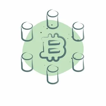 Icon Computing Cluster. related to Cryptocurrency symbol. Color Spot Style イラスト素材