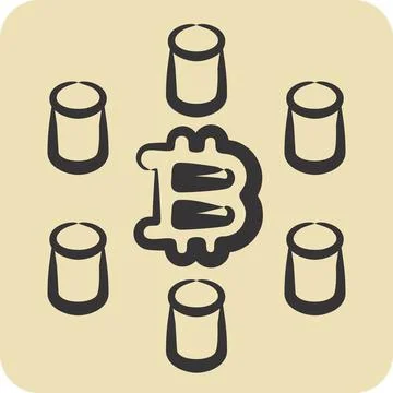 Icon Computing Cluster. related to Cryptocurrency symbol. hand drawn style イラスト素材