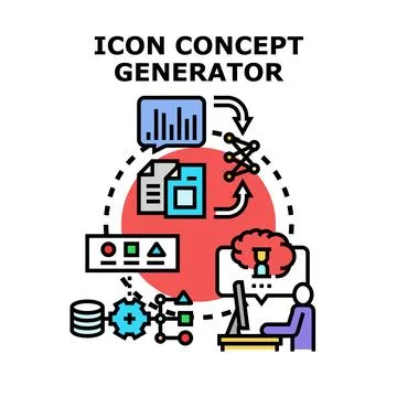 Icon concept generator creating digital design process Illustrazione stock