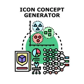 Icon concept generator creating digital assets with ai algorithm 스톡 일러스트